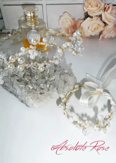Комплект диадема и гривна с кристали и перли- Golden Infinity